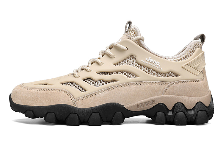 Jeep Textile, Leather Abrasion Resistant Waterproof Lightweight Low top Outdoor Shoes Men’s Sand