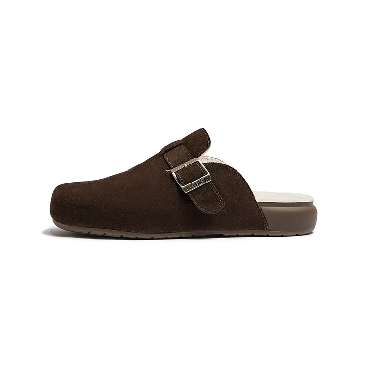 CAMEL Fleece Lined, Birkenstock Semi Enclosed Slippers, Home Thermal Soft Rebound Comfortable Vintage Classic