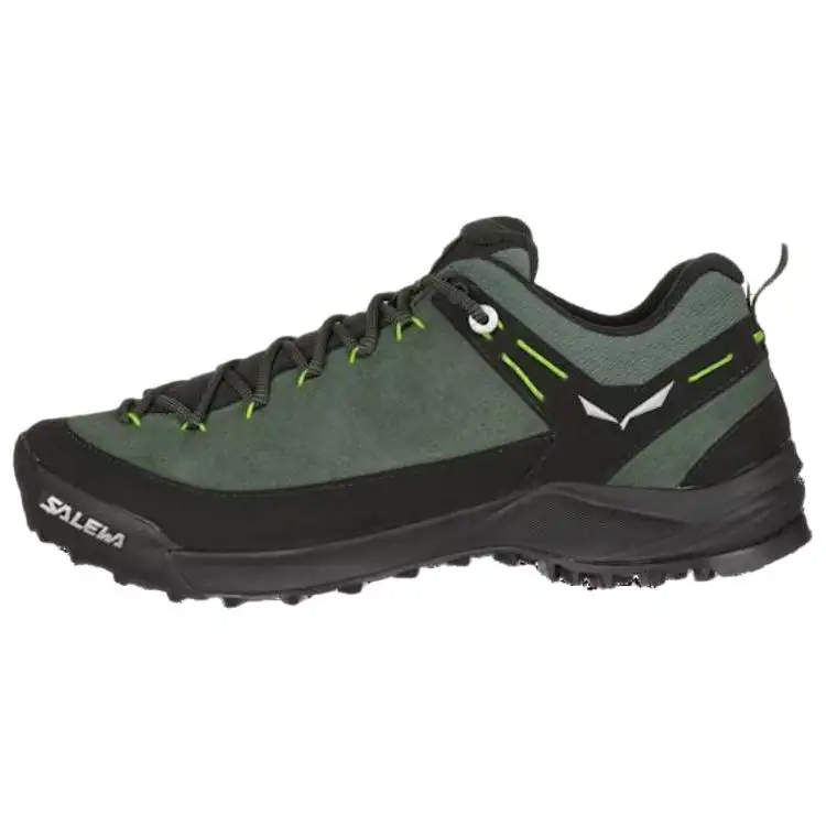 SALEWA Cushioning Slip Resistant Abrasion Resistant Waterproof Low top Hiking Shoes Men's Green Black