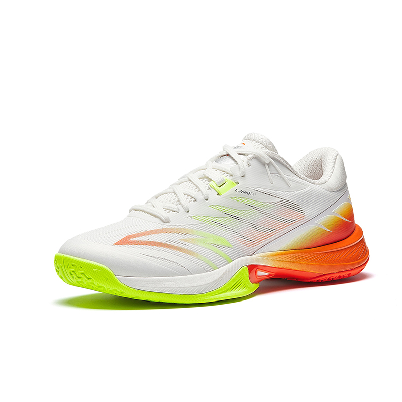 Anta Slip Resistant, Abrasion Resistant, Breathable Low top Badminton Shoes Men’s White Orange Green