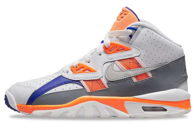 Nike Air Trainer SC High \"Auburn\" leather, comfortable and versatile, non-slip, wear-resistant, lightweight, high-top training shoes, men's white, gray and orange