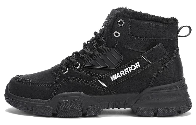Warrior pull back all-match workwear retro splicing strong weaving cushioning anti-slip short snow boots men's black