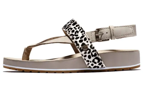 Timberland Beach Sandals Women's Gray/Black And White Leopard Print