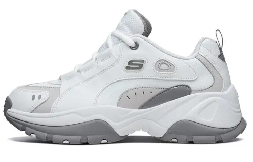 Skechers Kozmiks Synthetic Leather, Split Cow Leather Low top Chunky Sneakers Women's White Gray