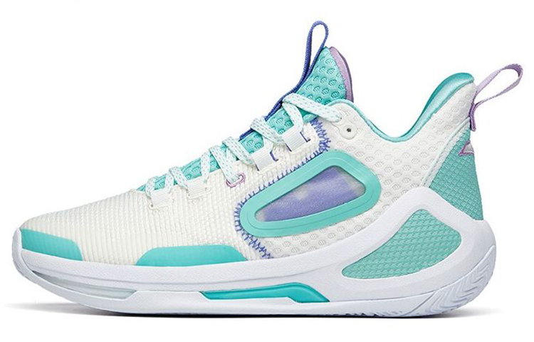 Anta Alien 3 Nitrogen Technology Wear-Resistant Slip-Resistant Lightweight Mid-Top Basketball Shoes Beige White Green