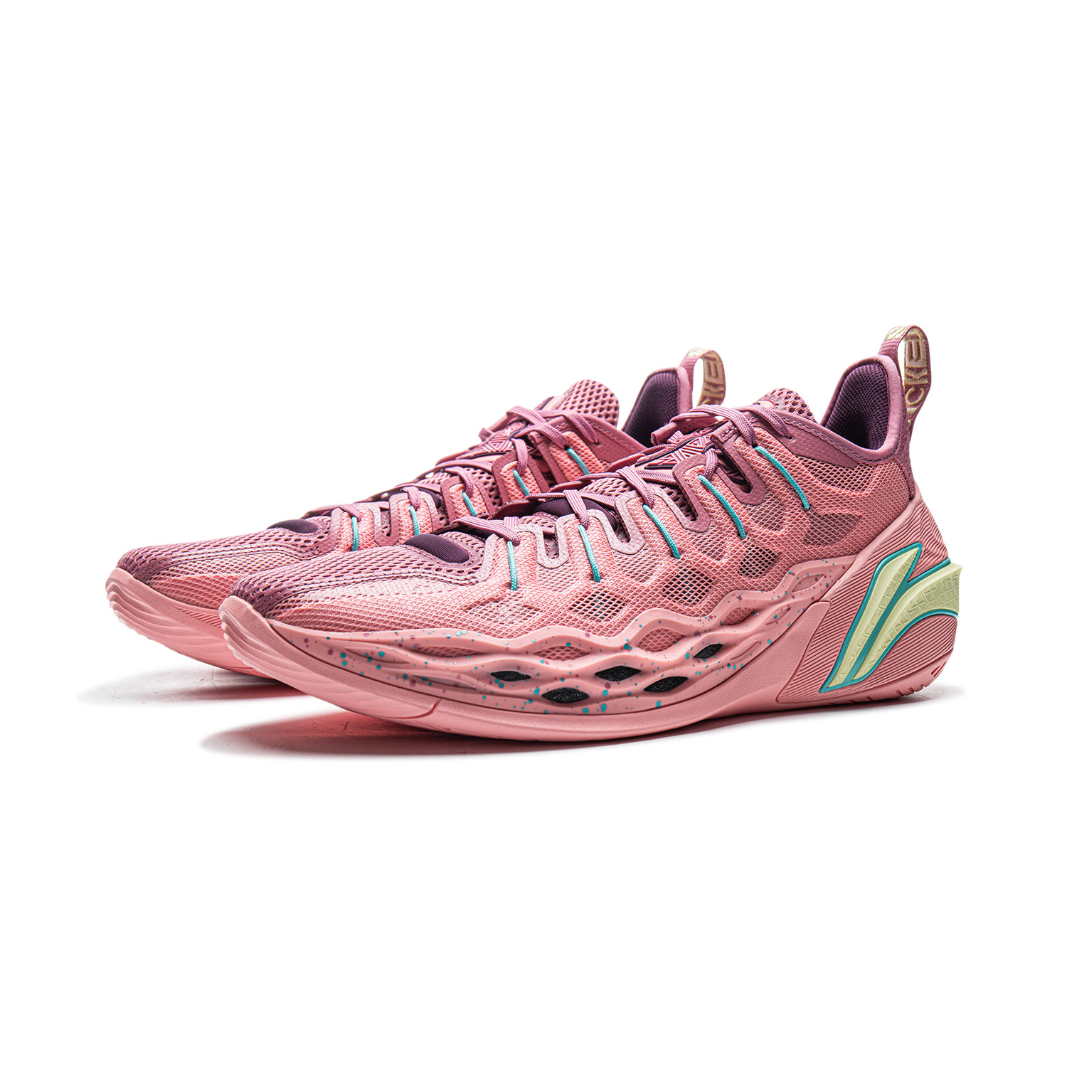 Li Ning Buckets Cushioning Slip Resistant Breathable Low top Basketball Shoes Men’s Pink