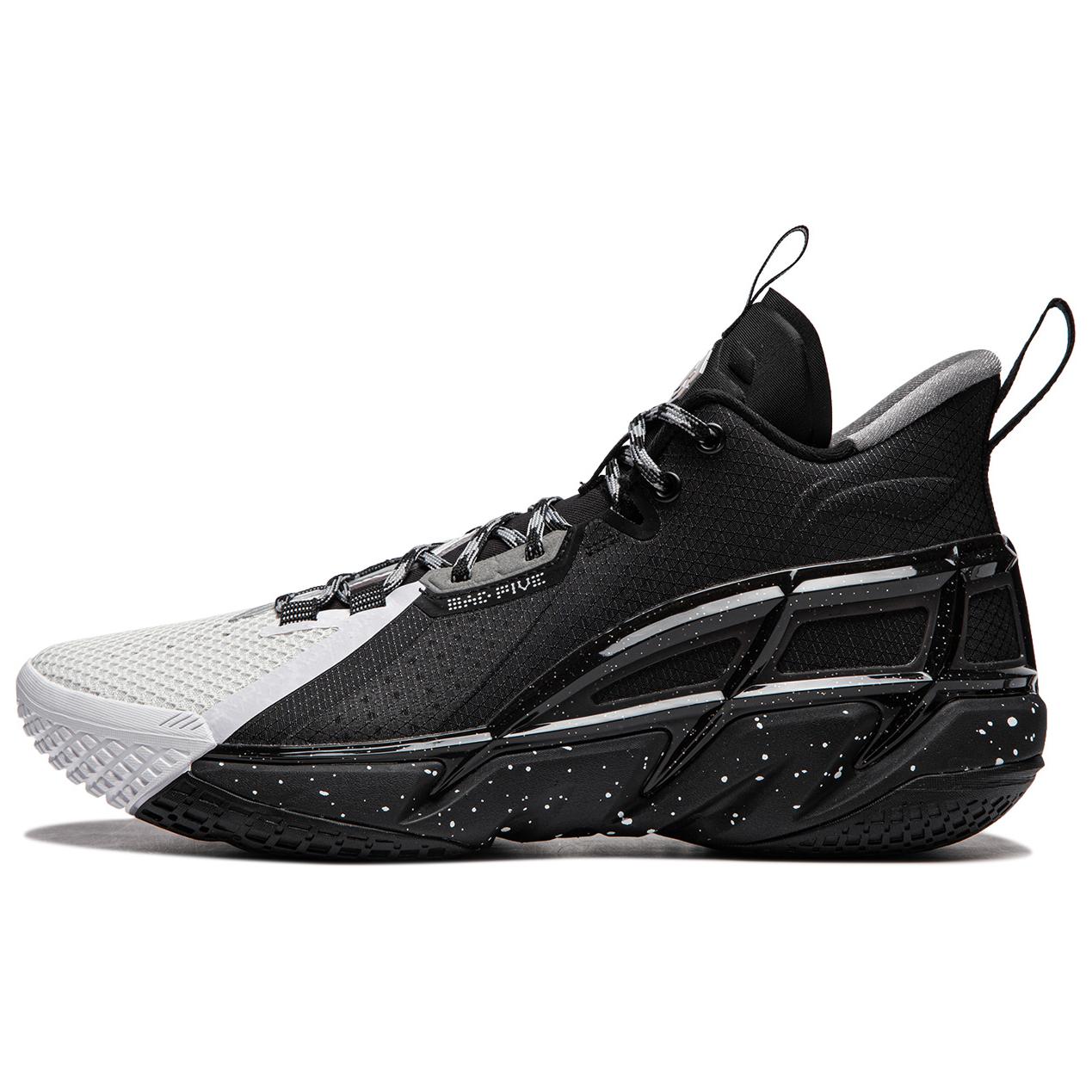 Li Ning BadFive 4 Cushioning Abrasion Resistant Breathable Mid top Basketball Shoes Men’s Black White