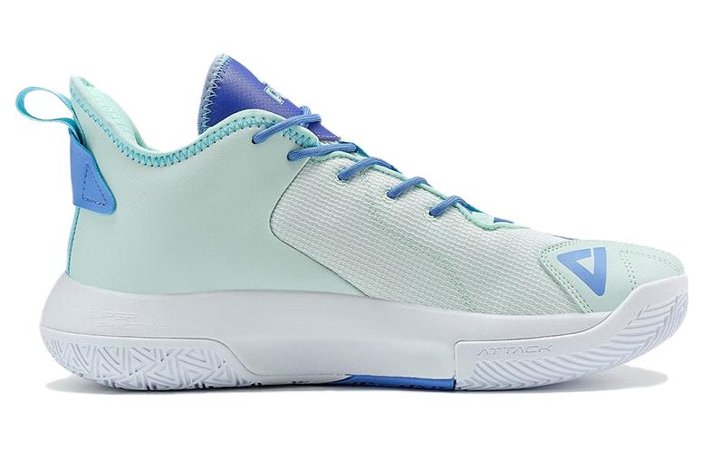 PEAK Slip Resistant Abrasion Resistant Cushioning Mid top Basketball Shoes Men’s Blue Green