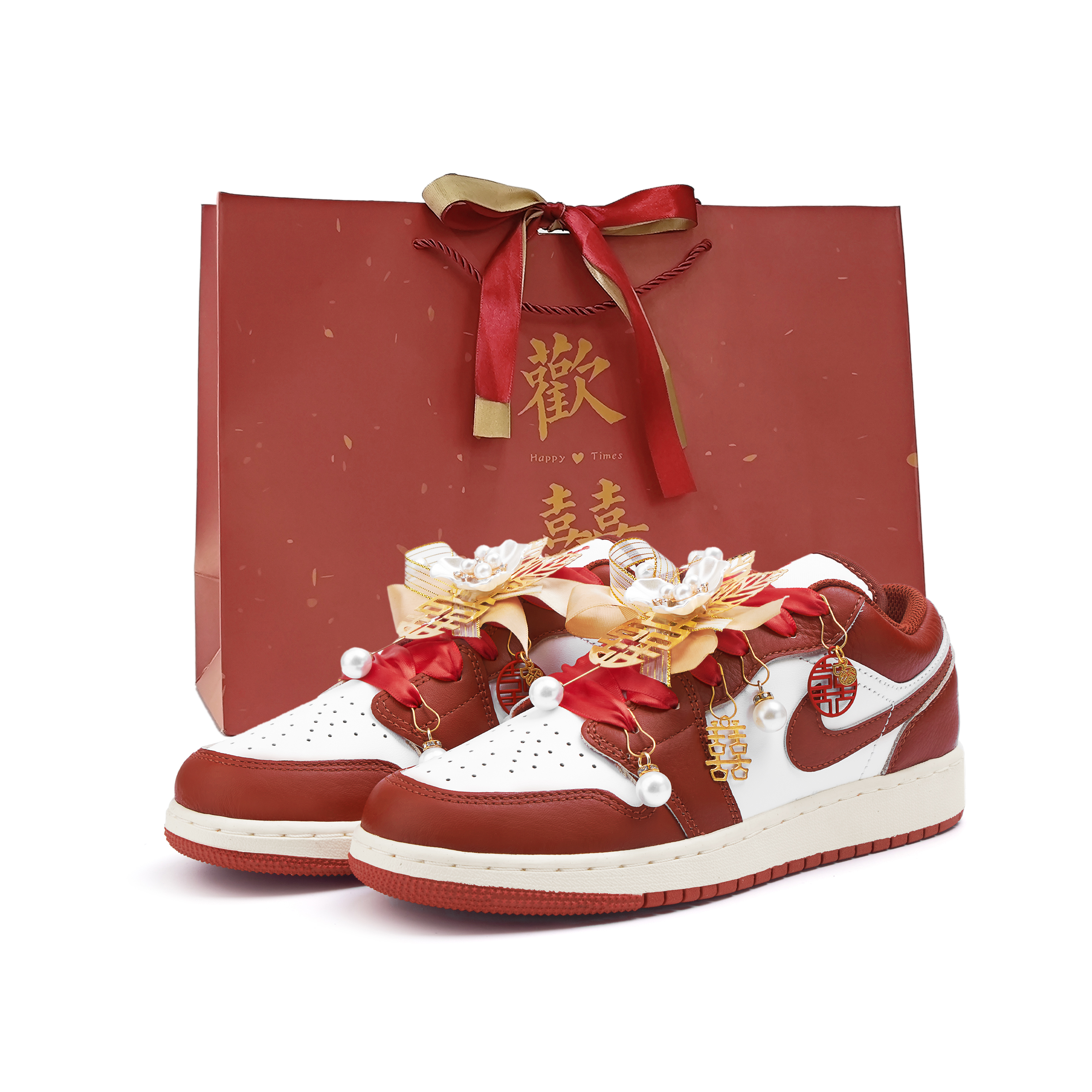 Jordan Air Jordan 1 Abrasion Resistant Slip Resistant Low top Vintage Basketball Shoes Women’s Red