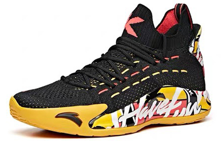 Anta KT5 KT Pu Cushioning Slip Resistant Abrasion Resistant Low top Performance Basketball Shoes Men’s Black Yellow
