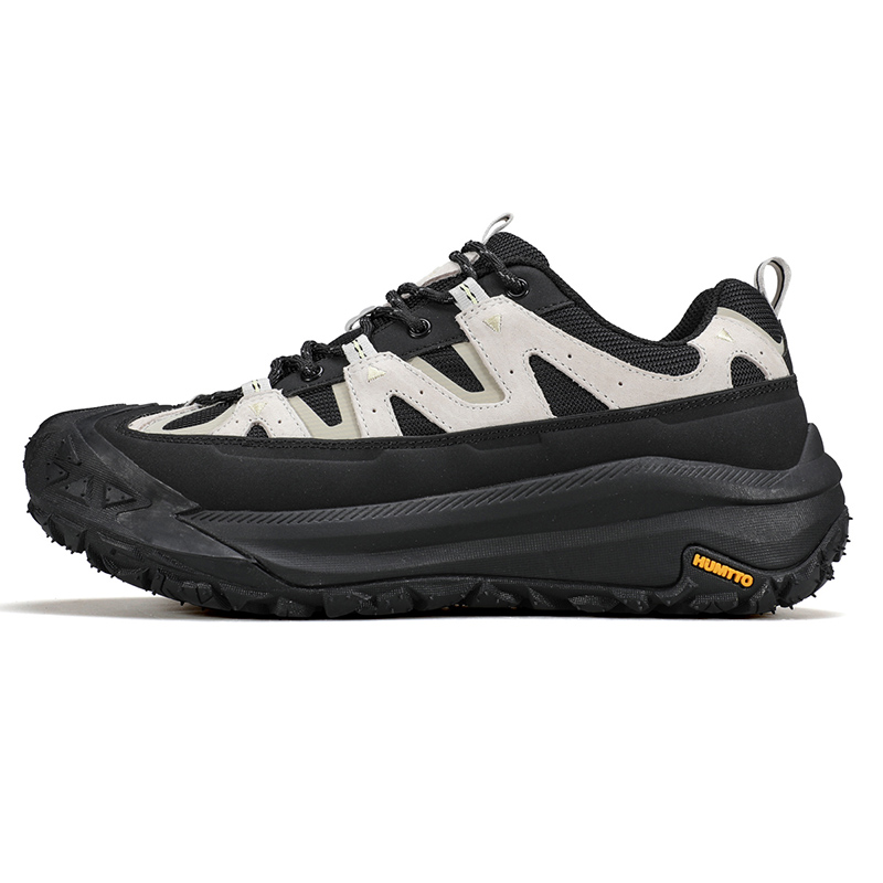 HUMTTO Cushioning Slip Resistant Abrasion Resistant Low top Hiking Shoes Men’s Black Beige
