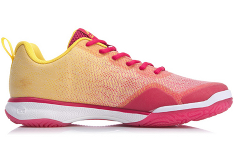 Li Ning Slip Resistant, Abrasion Resistant, Breathable, Lightweight Low top Badminton Shoes Unisex Rose Red