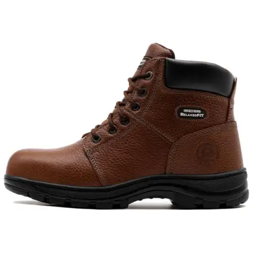 Skechers Workshire Ankle Boots Low Heel Men's Brown