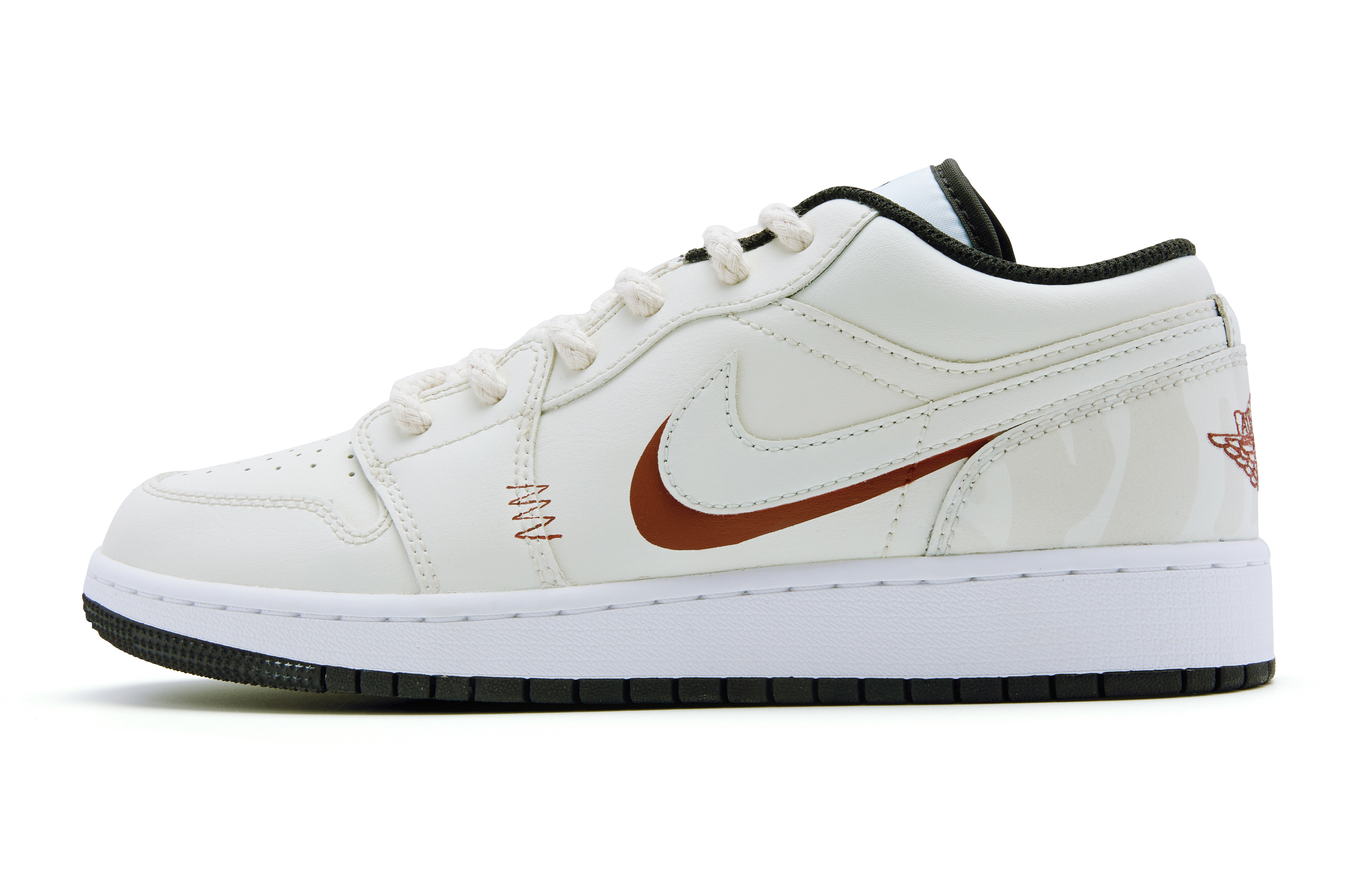 Jordan Air Jordan 1 Cushioning Slip Resistant Abrasion Resistant Low top Vintage Basketball Shoes Men’s Beige Red