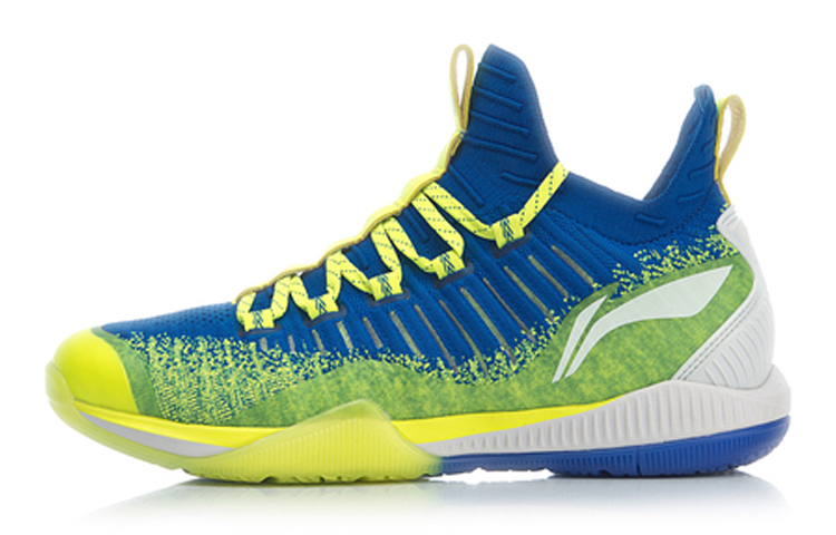 Li Ning Cool Shark Cushioning Breathable Lightweight Slip Resistant Low top Badminton Shoes Unisex Blue Green