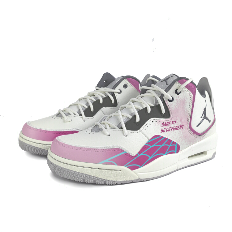 Jordan Courtside 23 Cushioning Slip Resistant Mid top Vintage Basketball Shoes Men’s Pink White Gray