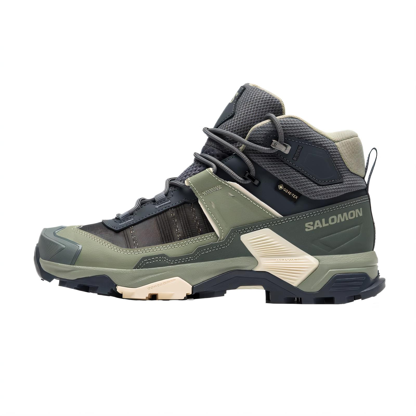 SALOMON X ULTRA 5 Cushioning Waterproof And Breathable Support Grip Mid top Hiking Shoes Women’s Gray Green