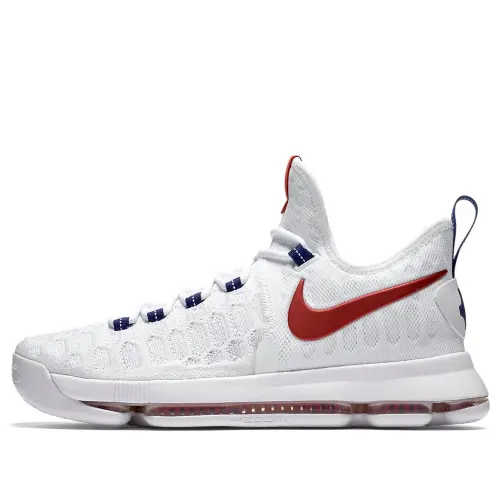 Nike KD 9 USA Durant practical round head lace-up non-slip lightweight low-top basketball shoes men's white red