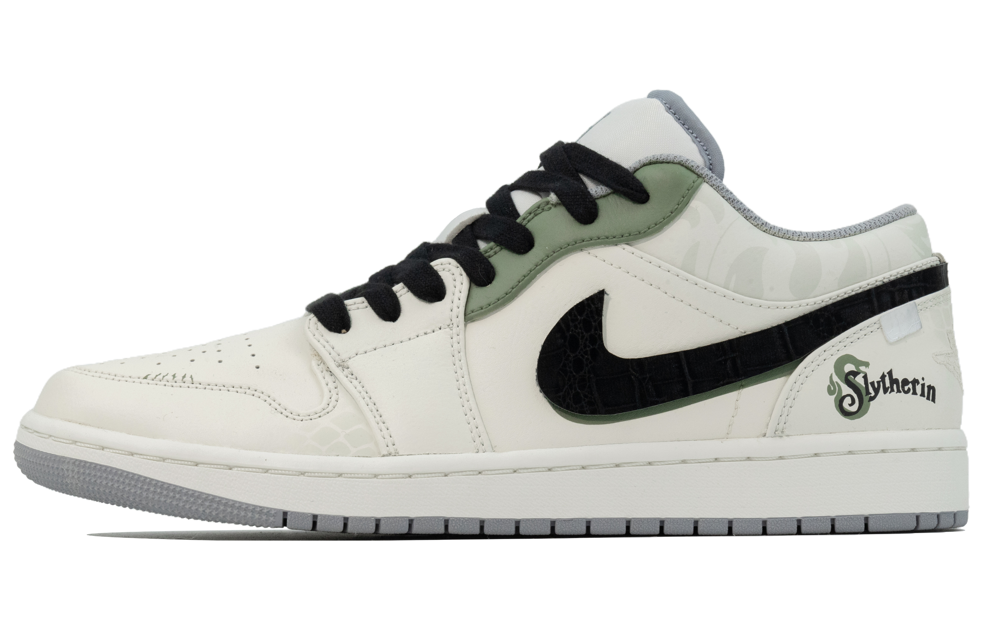 Jordan Air Jordan 1 Slip Resistant Abrasion Resistant Low top Vintage Basketball Shoes Men’s Beige Black Green