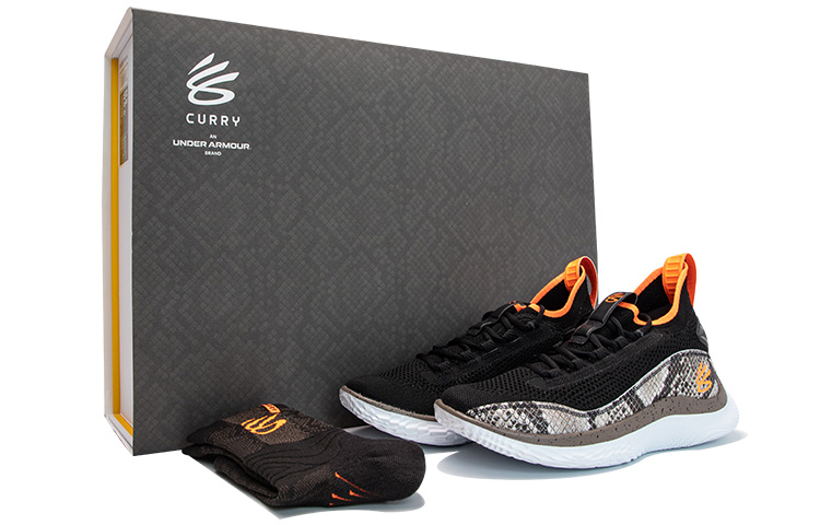 Under Armour Curry 8 Curry 8 \"Strike&Flow\" court harvester, non-slip and wear-resistant, low-top basketball shoes, black and brown, Mamba color, special shoe box
