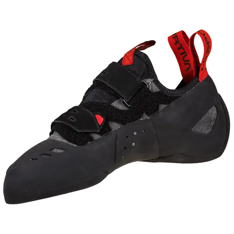 LA SPORTIVA Leather Slip Resistant Abrasion Resistant Low top Rock Climbing Shoes Unisex Black Red