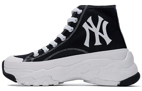MLB Chunky High New York Yanker Slip Resistant Abrasion Resistant High top Canvas Shoes Unisex Black