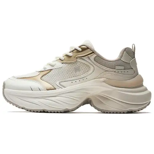 Anta Cloud Rising Abrasion Resistant Breathable Abrasion Resistant Breathable Low top Chunky Sneakers Women's Ecru Gold
