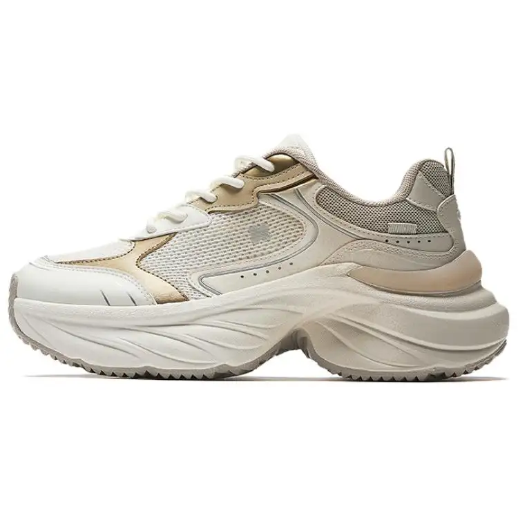 Anta Cloud Rising Abrasion Resistant Breathable Abrasion Resistant Breathable Low top Chunky Sneakers Women's Ecru Gold