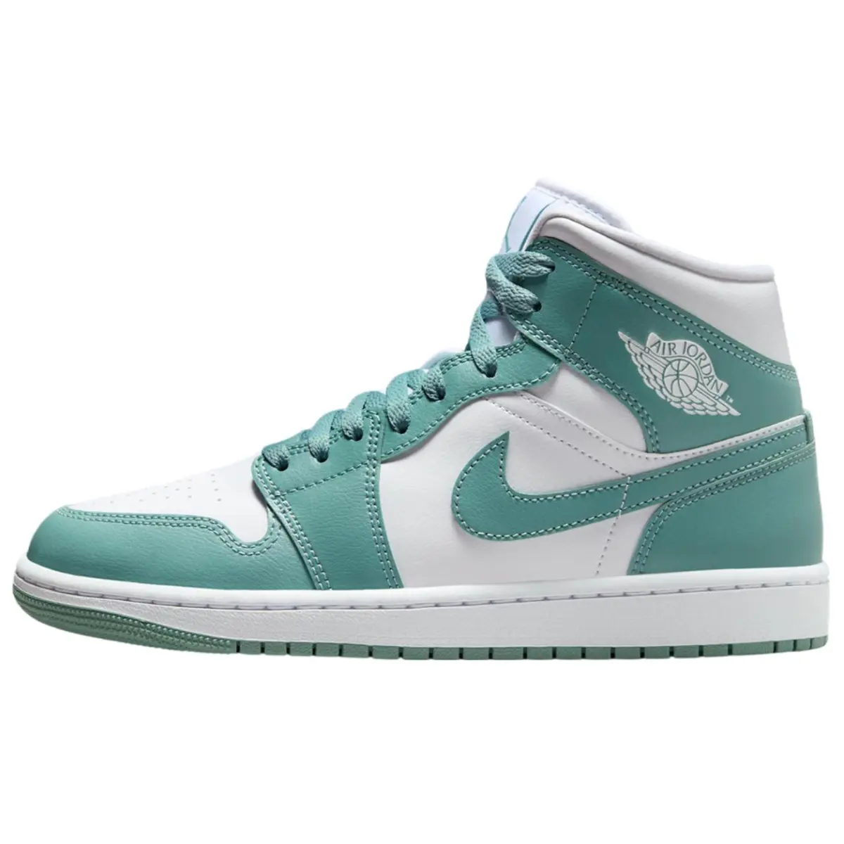 Jordan Air Jordan 1 Slip Resistant Abrasion Resistant Mid top Vintage Basketball Shoes Women's White Green