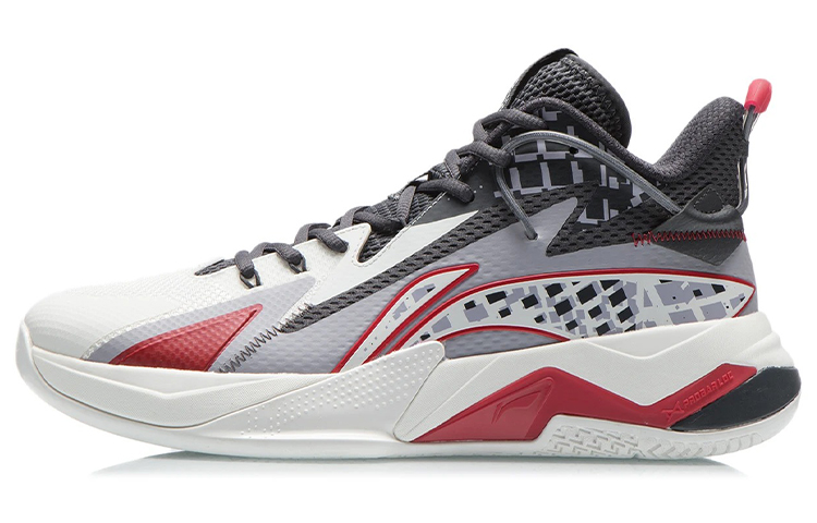 Li Ning Fighting Falcon Basketball Shoes Men's Mid Top White/Turquoise Gray Purple/Ebony Black
