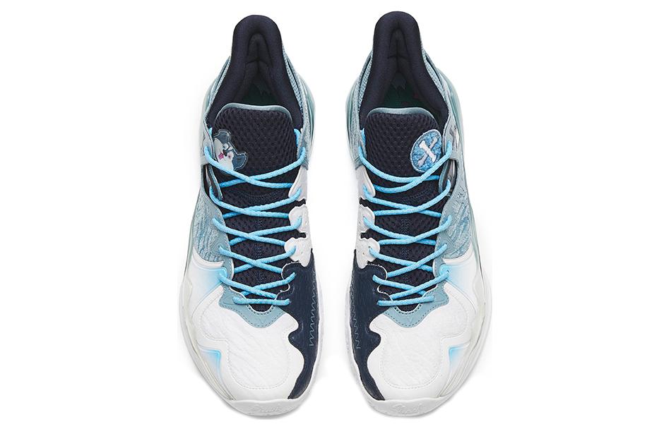 Anta Shock Wave 4 Husky Cushioning Anti-Slip And Wear-Resistant Low-Top Performance Basketball Shoes Blue White