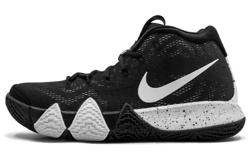 Nike Kyrie 4 round head lace shock-absorbing and anti-slip middle top basketball shoes men's black and white