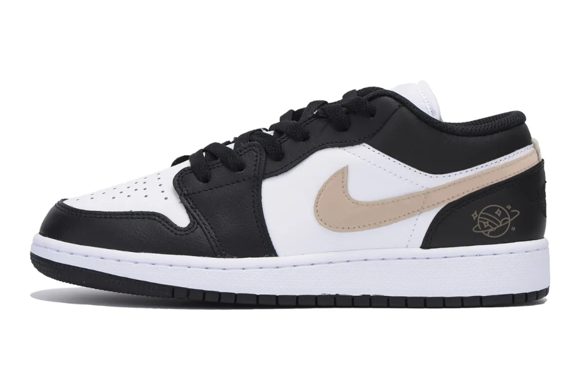 Jordan Air Jordan 1 Abrasion Resistant Slip Resistant Low top Vintage Basketball Shoes Men's Black White Brown