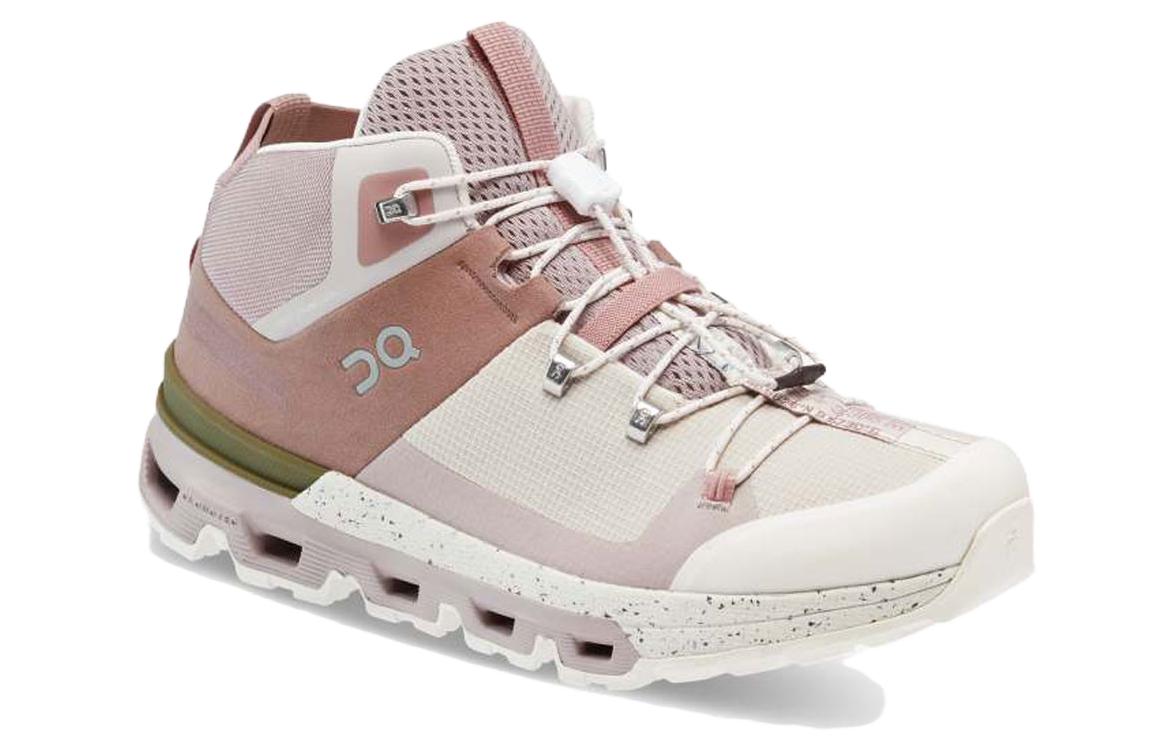 On Cloudtra Comfortable Round Toe Cushioning Mid top Mountaineering Shoes Women’s Beige Pink
