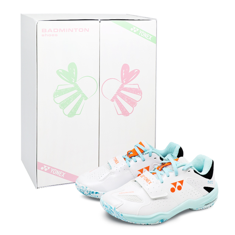 YONEX 520 Cushioning Slip Resistant Abrasion Resistant Low top Badminton Shoes Unisex White Orange