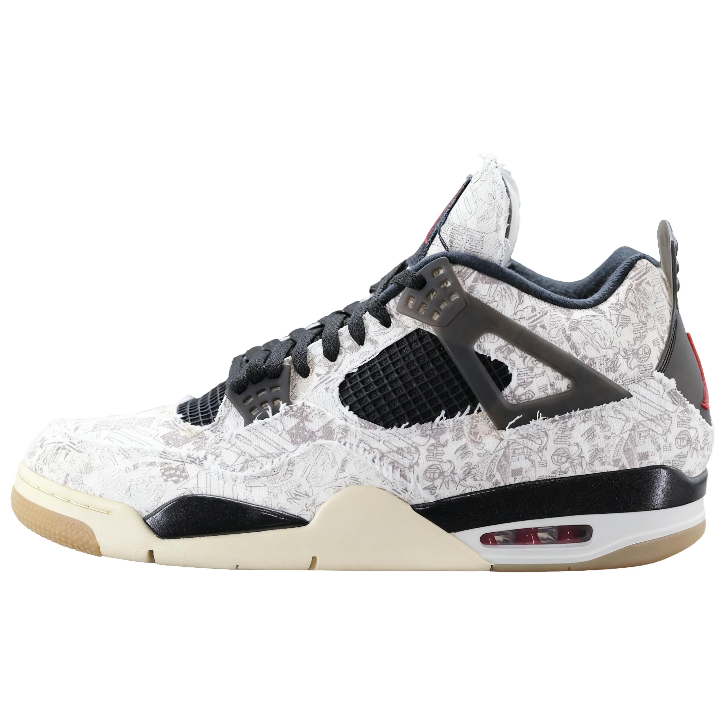 Jayson Tatum X Steve Wiebe x Jordan Air Jordan 4 Slip Resistant Abrasion Resistant Mid top Vintage Basketball Shoes