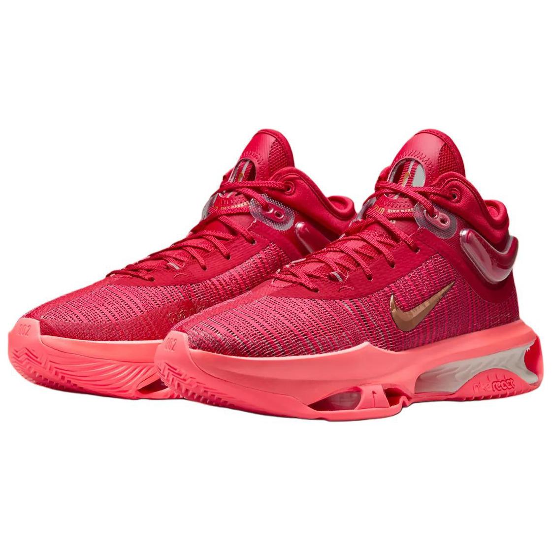 Nike AIR ZOOM GT JUMP 2 Slip Resistant Abrasion Resistant Mid top Basketball Shoes Unisex Red