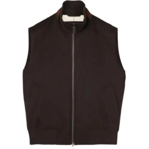 Loro Piana Vests Men's Black Stand Collar Moderate Other