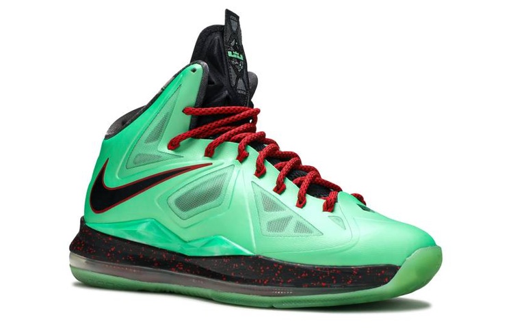 Мужские кроссовки Nike Lebron 10 Cutting Jade (зеленые) — 黑/大学红/玻璃纤维 — фото 3