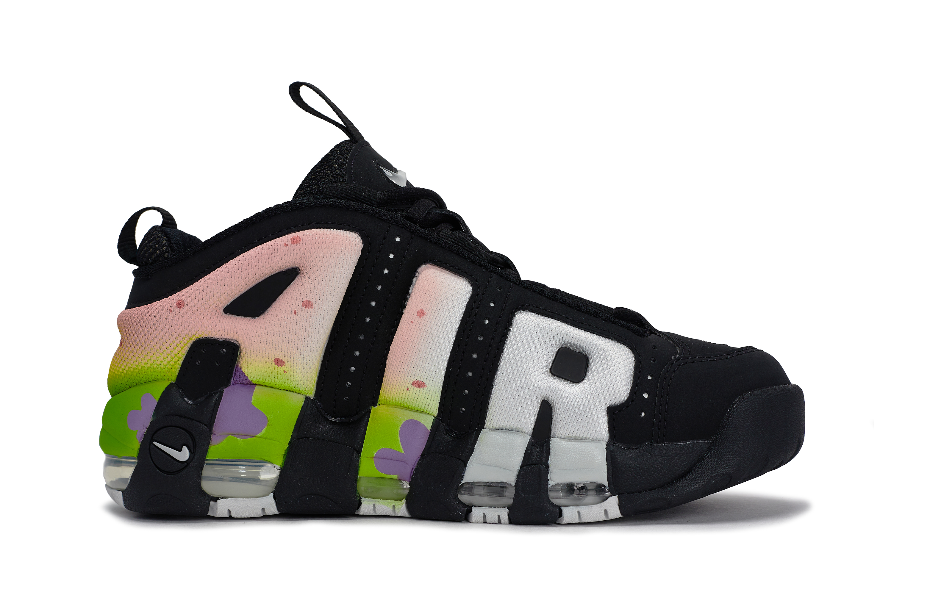 Nike Air More Uptempo Slip Resistant Abrasion Resistant Low top Basketball Shoes Unisex Black Pink Green