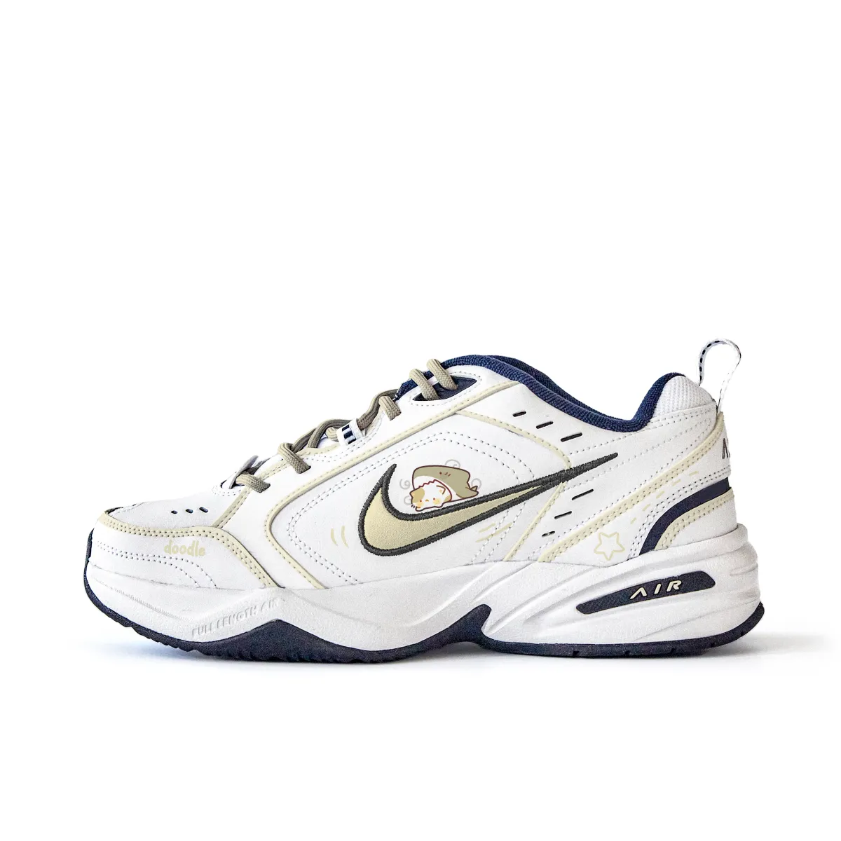 Nike Air Monarch 4 Slip Resistant Abrasion Resistant Low top Chunky Sneakers Unisex White Blue