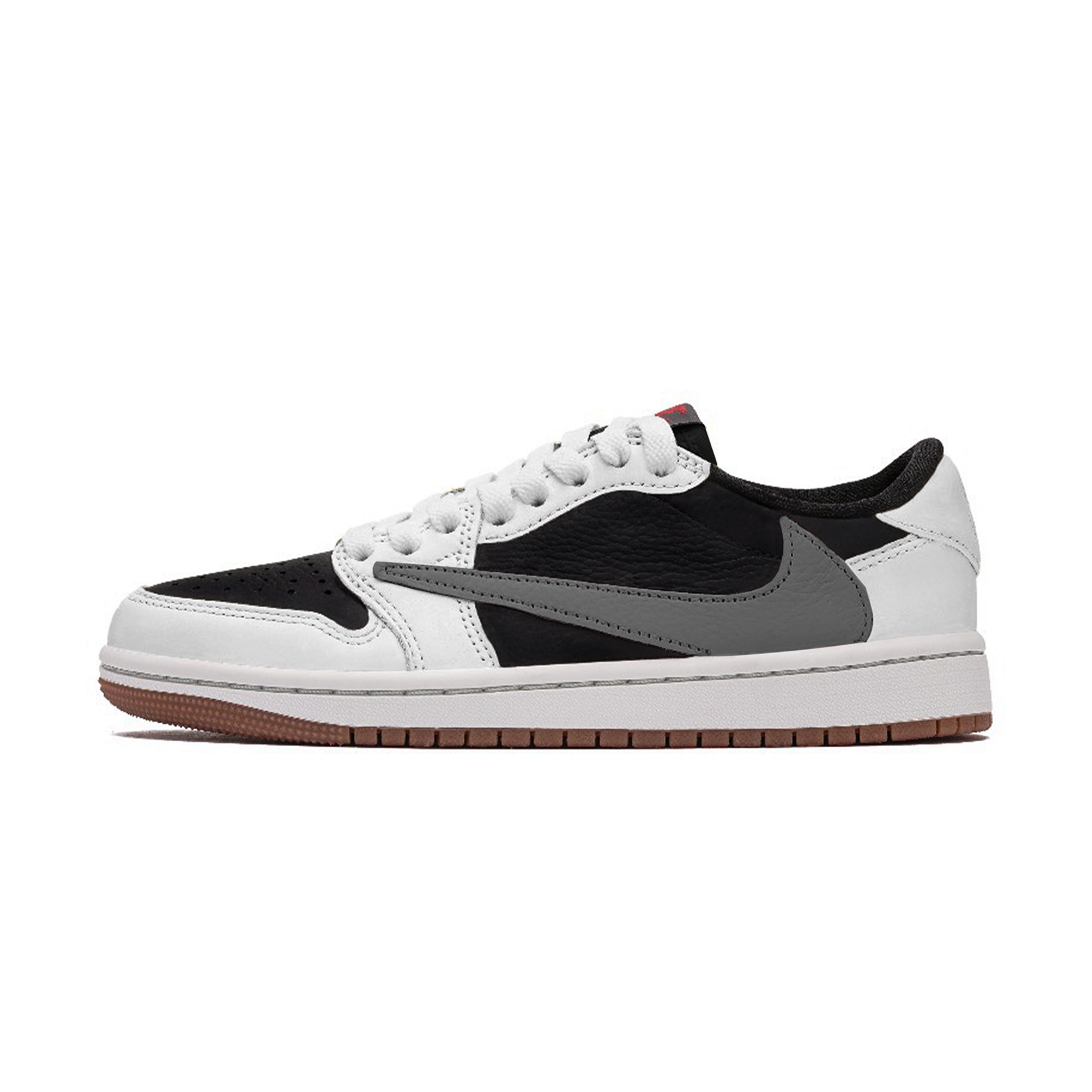 Jordan x Travis Scott Air Jordan 1 Cushioning Slip Resistant Low top Vintage Basketball Shoes Unisex White Gray