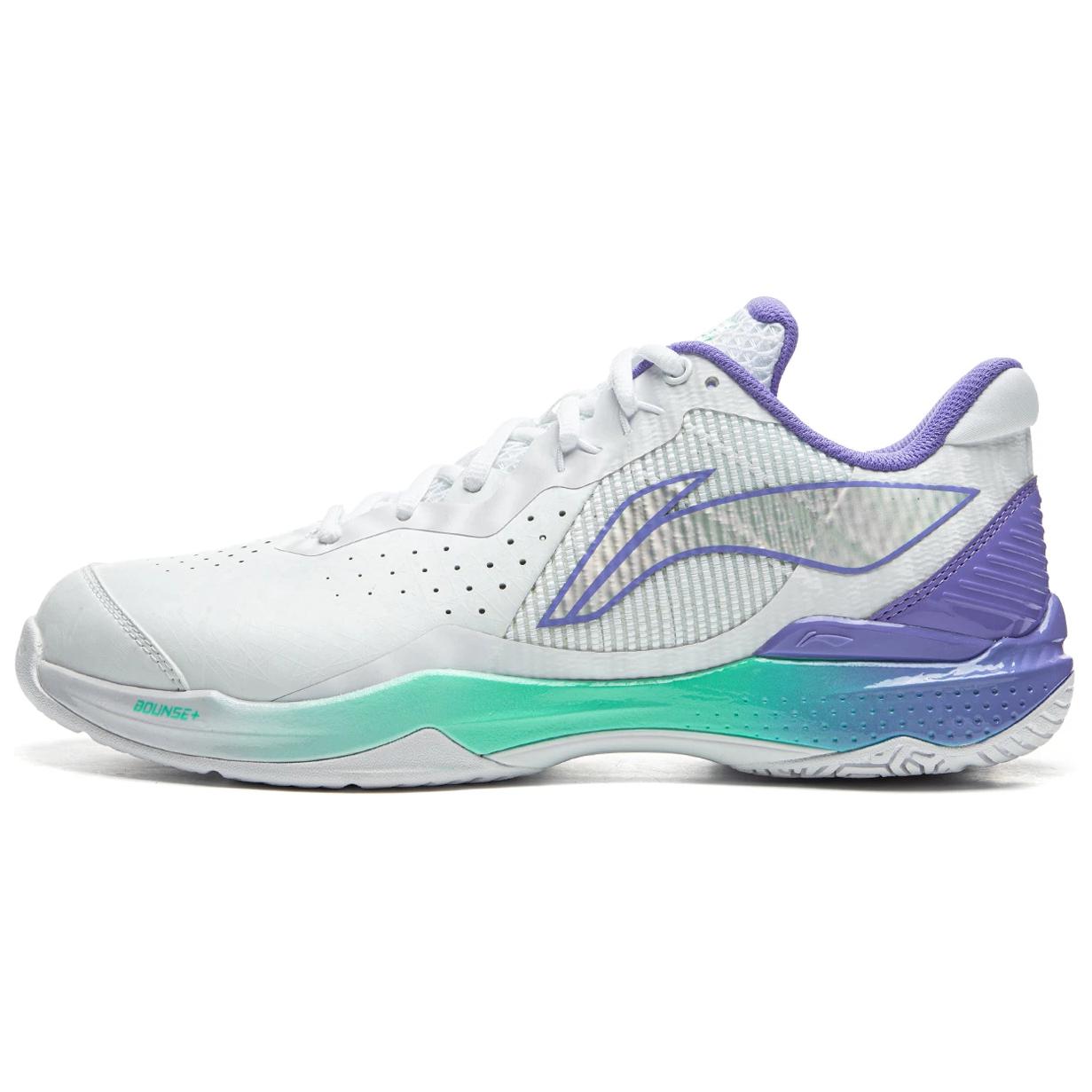 Li Ning Lightweight Rebound Low top Badminton Shoes Unisex White Purple