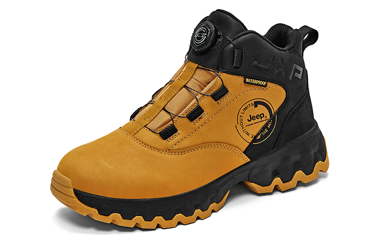 Jeep Mountaineering Hiking High top Outdoor Shoes Unisex Black Yellow