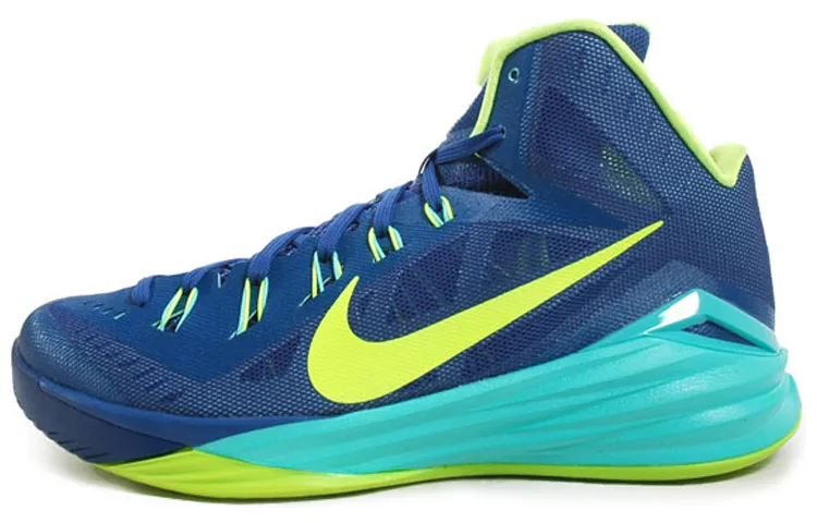 Nike Hyperdunk 2014 Round Tip Fabric Cushioning Slip Resistant High top Basketball Shoes Men's Blue Yellow