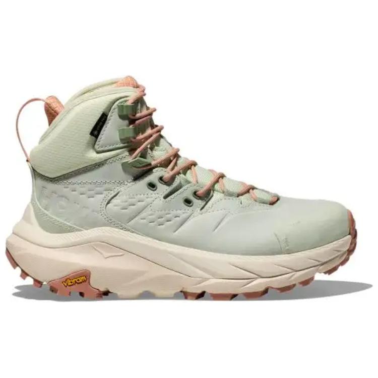 HOKA ONE ONE Kaha 2 Cow Leather Abrasion Resistant Waterproof Support High top Hiking Shoes Unisex Mint Green