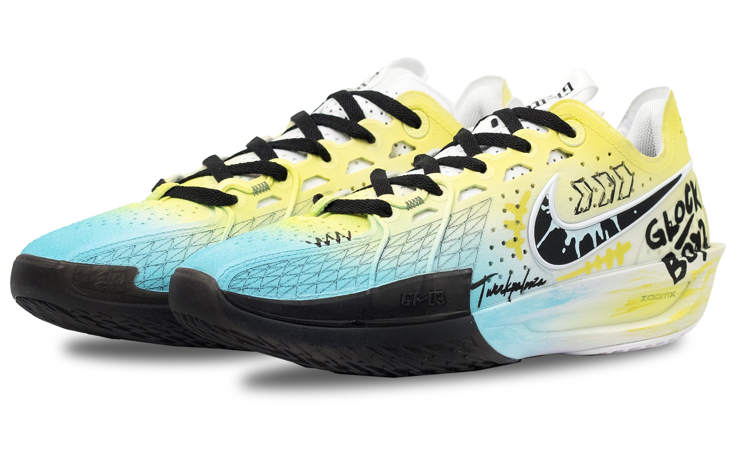 Nike Air Zoom GT Cut Radiant Radiance Cushioning Abrasion Resistant Balance Low top Basketball Shoes Unisex Blue Yellow
