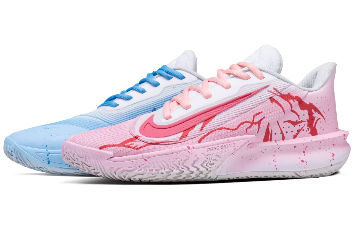 Nike Precision 7 Low top Basketball Shoes Men's Pink Blue