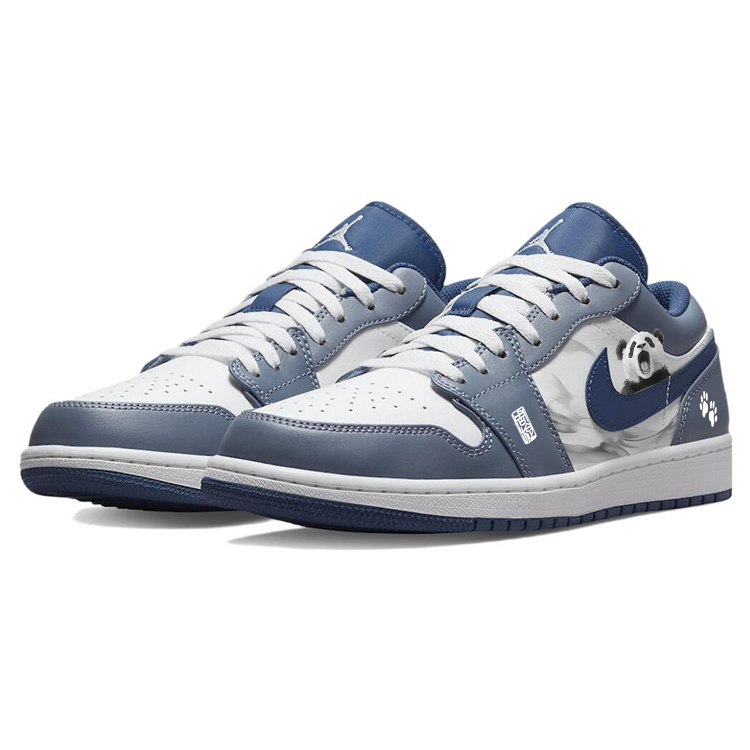 Jordan Air Jordan 1 Abrasion Resistant Slip Resistant Low top Vintage Basketball Shoes Men’s Marine Blue