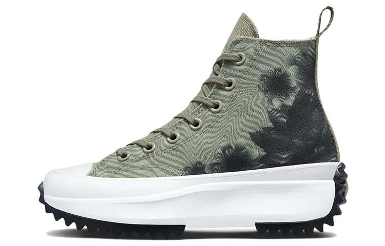 Converse Run Star Hike Platform Casual Abrasion Resistant High top Canvas Shoes Unisex Green